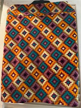 LuLaRoe Geometric Diamond Pattern Skirt in Teal, Mustard, Purple